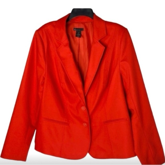 Lane Bryant Red Stretch Cotton Blazer Jacket, women's plus size 28 - Picture 3 of 11